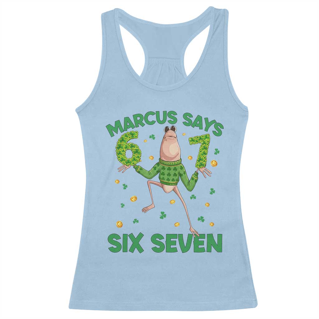 Marcus The Worm St Patricks Day Racerback Tank Top Funny 67 Six Seven Hands Meme TS14 Light Blue Print Your Wear