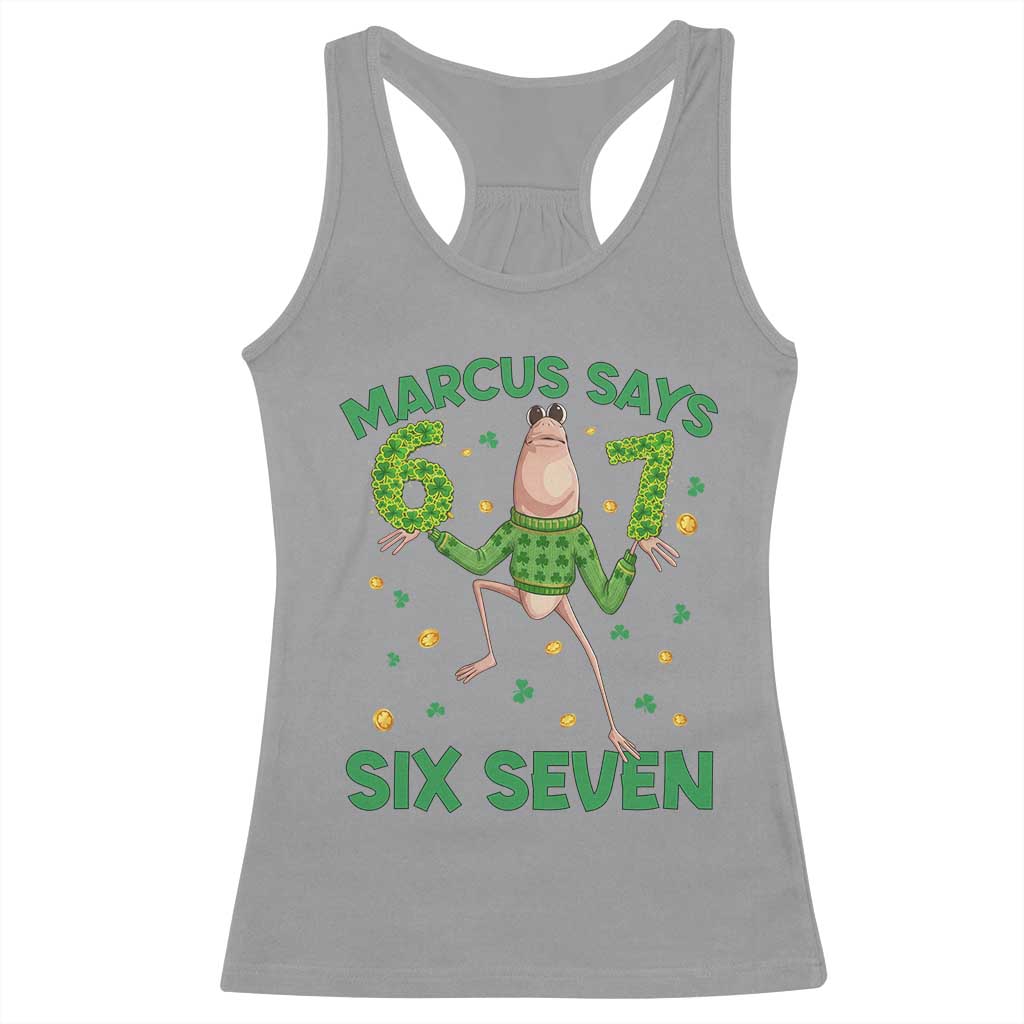 Marcus The Worm St Patricks Day Racerback Tank Top Funny 67 Six Seven Hands Meme TS14 Sport Gray Print Your Wear