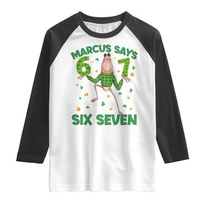Marcus The Worm St Patricks Day Raglan Shirt Funny 67 Six Seven Hands Meme TS14 White Black Print Your Wear