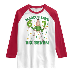 Marcus The Worm St Patricks Day Raglan Shirt Funny 67 Six Seven Hands Meme TS14 White Red Print Your Wear