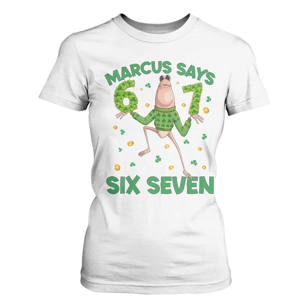 Marcus The Worm St Patricks Day T Shirt For Women Funny 67 Six Seven Hands Meme TS14 White Print Your Wear