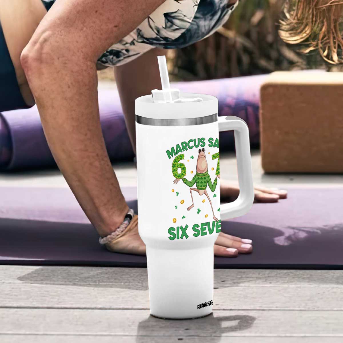 Marcus The Worm St Patricks Day Tumbler With Handle Funny 67 Six Seven Hands Meme TS14 Print Your Wear