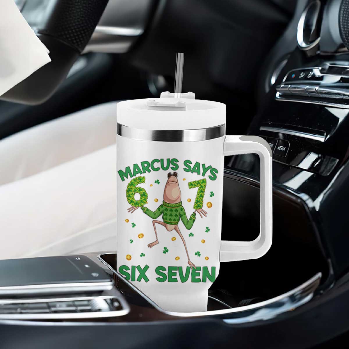Marcus The Worm St Patricks Day Tumbler With Handle Funny 67 Six Seven Hands Meme TS14 Print Your Wear