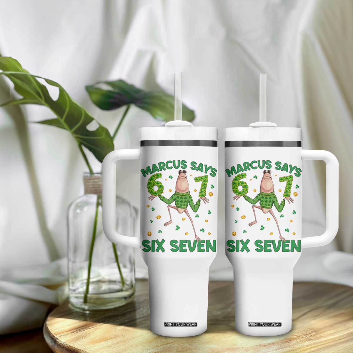 Marcus The Worm St Patricks Day Tumbler With Handle Funny 67 Six Seven Hands Meme TS14 Print Your Wear