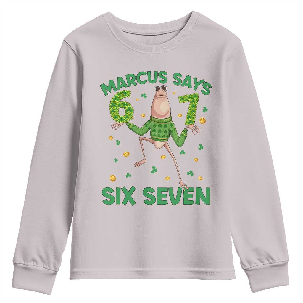 Marcus The Worm St Patricks Day Youth Sweatshirt Funny 67 Six Seven Hands Meme TS14 Ice Gray Print Your Wear