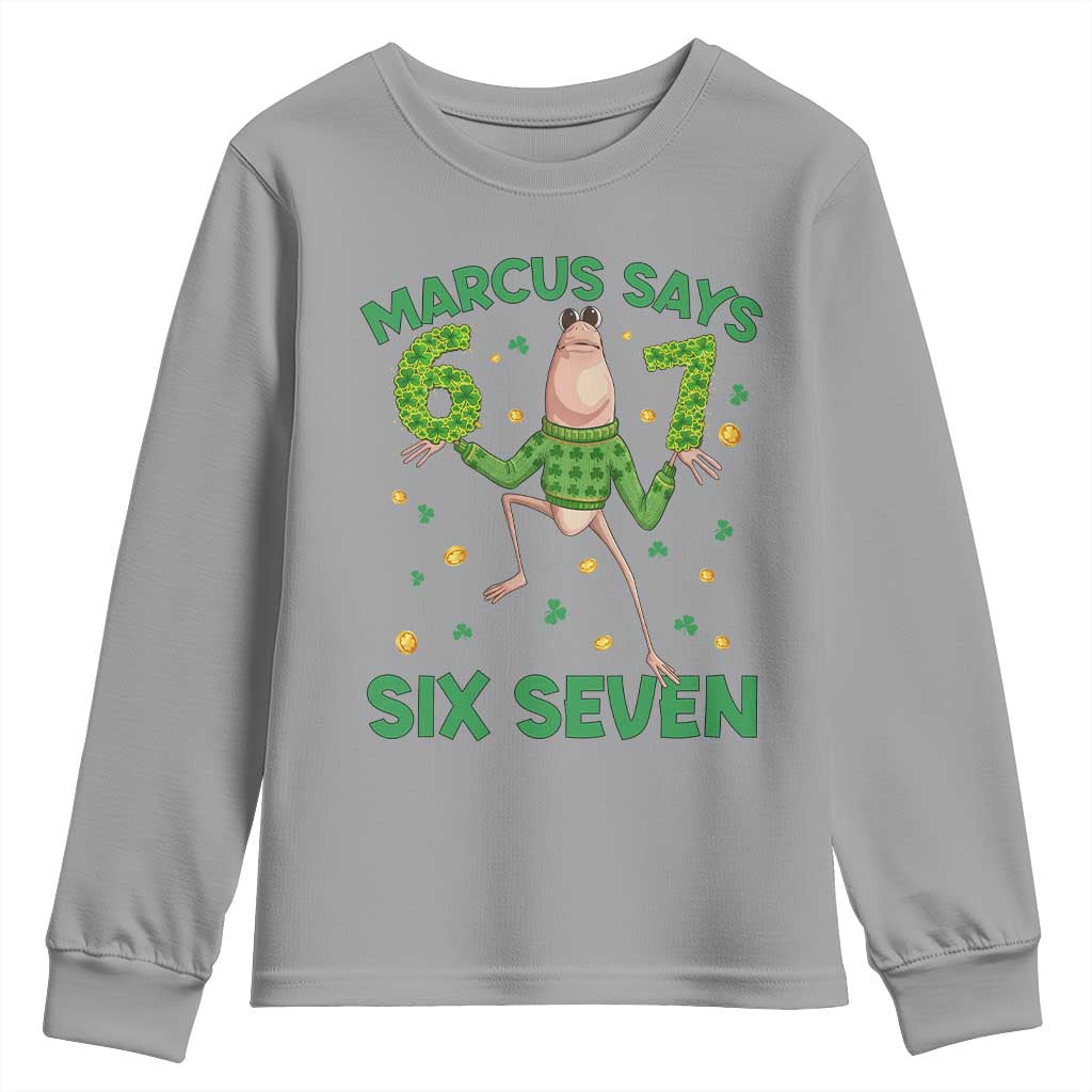 Marcus The Worm St Patricks Day Youth Sweatshirt Funny 67 Six Seven Hands Meme TS14 Sport Gray Print Your Wear