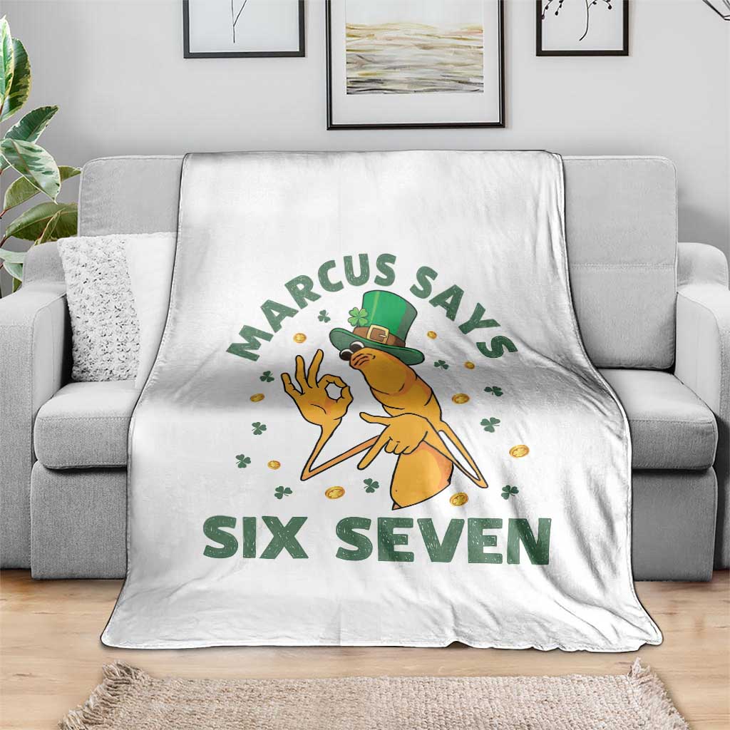 67 St Patricks Day Throw Blanket Funny Marcus The Worm Say Six Seven Meme TS14 Print Your Wear