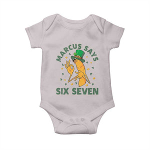 67 St Patricks Day Baby Onesie Funny Marcus The Worm Say Six Seven Meme TS14 Ice Gray Print Your Wear