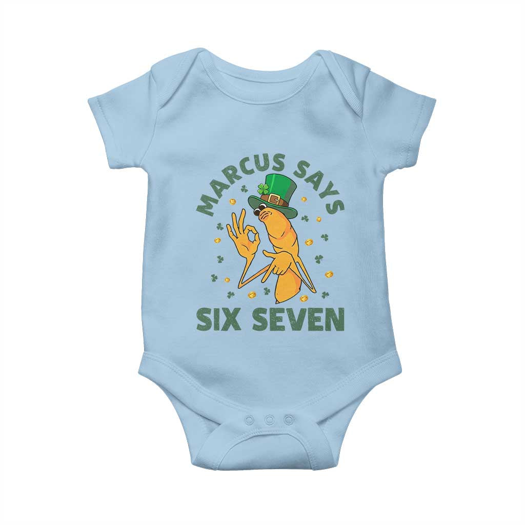 67 St Patricks Day Baby Onesie Funny Marcus The Worm Say Six Seven Meme TS14 Light Blue Print Your Wear