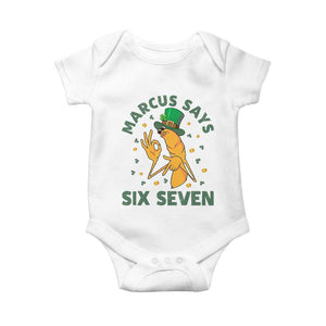 67 St Patricks Day Baby Onesie Funny Marcus The Worm Say Six Seven Meme TS14 White Print Your Wear