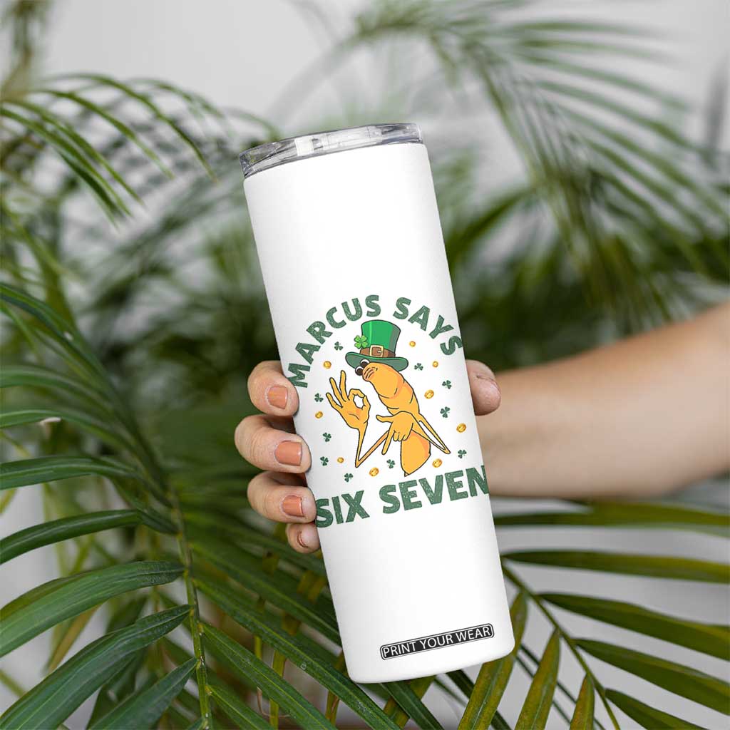 67 St Patricks Day Skinny Tumbler Funny Marcus The Worm Say Six Seven Meme TS14 Print Your Wear
