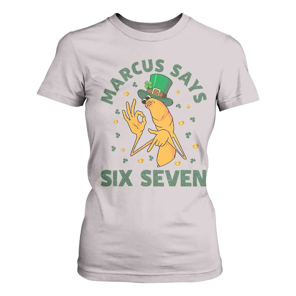 67 St Patricks Day T Shirt For Women Funny Marcus The Worm Say Six Seven Meme TS14 Ice Gray Print Your Wear