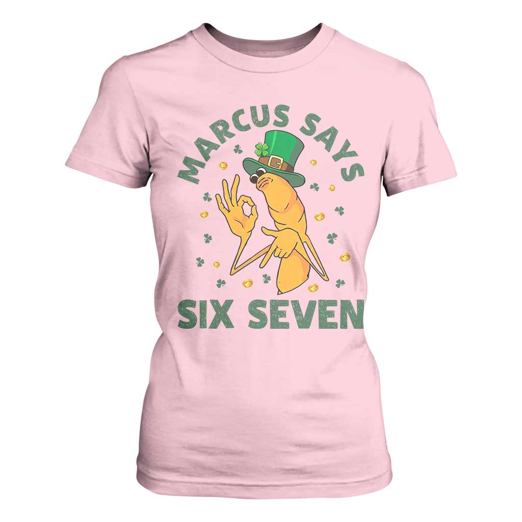 67 St Patricks Day T Shirt For Women Funny Marcus The Worm Say Six Seven Meme TS14 Light Pink Print Your Wear