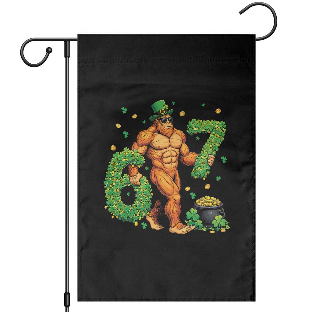 67 St Patricks Day Garden Flag Funny Bigfoot Six Seven Shamrock Party Meme TS14 Black Print Your Wear
