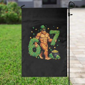 67 St Patricks Day Garden Flag Funny Bigfoot Six Seven Shamrock Party Meme TS14 Print Your Wear