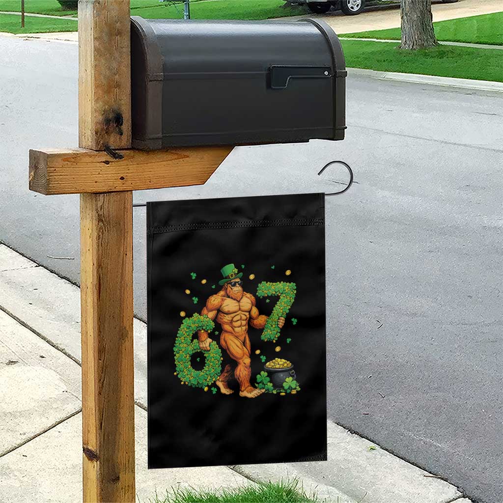 67 St Patricks Day Garden Flag Funny Bigfoot Six Seven Shamrock Party Meme TS14 Print Your Wear