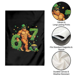 67 St Patricks Day Garden Flag Funny Bigfoot Six Seven Shamrock Party Meme TS14 Print Your Wear