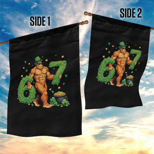 67 St Patricks Day Garden Flag Funny Bigfoot Six Seven Shamrock Party Meme TS14 Print Your Wear
