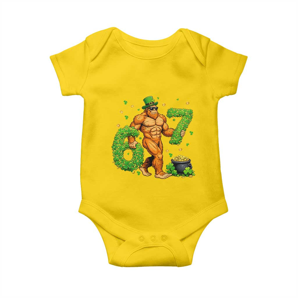 67 St Patricks Day Baby Onesie Funny Bigfoot Six Seven Shamrock Party Meme TS14 Daisy Print Your Wear