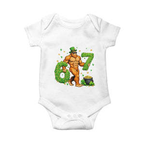 67 St Patricks Day Baby Onesie Funny Bigfoot Six Seven Shamrock Party Meme TS14 White Print Your Wear