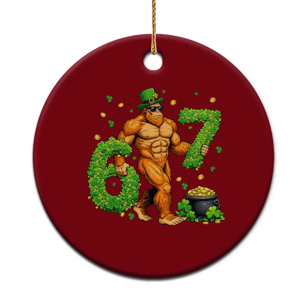 67 St Patricks Day Ceramic Ornament Funny Bigfoot Six Seven Shamrock Party Meme TS14 1pc Red Print Your Wear