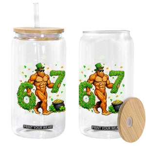 67 St Patricks Day Glass Can Funny Bigfoot Six Seven Shamrock Party Meme TS14 Print Your Wear