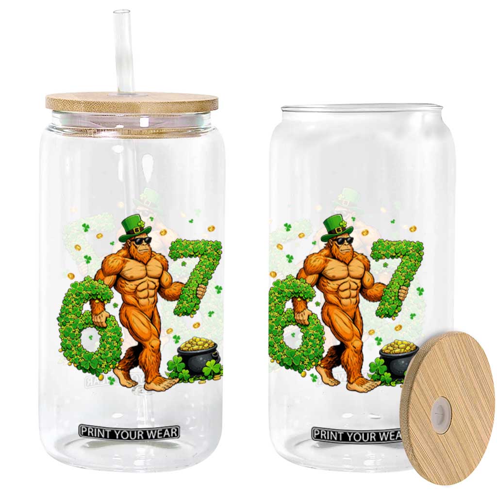 67 St Patricks Day Glass Can Funny Bigfoot Six Seven Shamrock Party Meme TS14 Print Your Wear