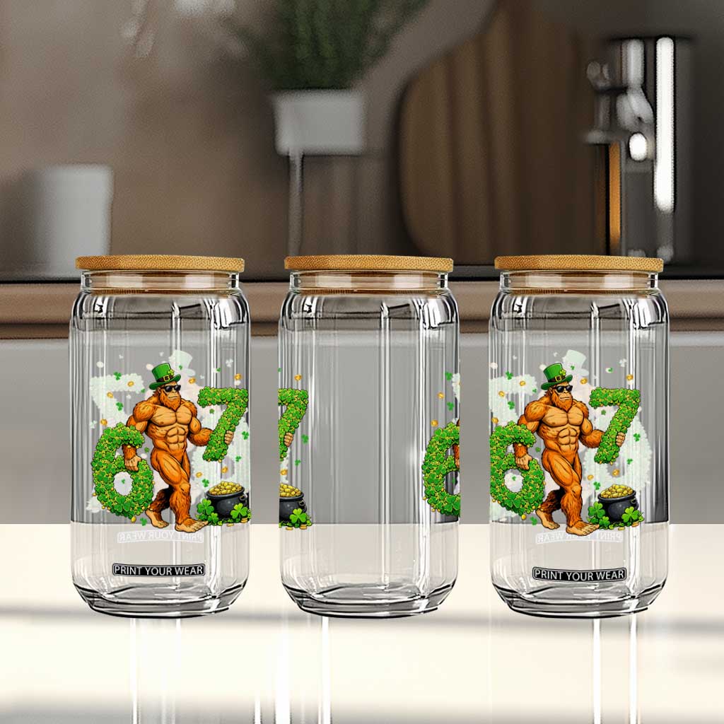 67 St Patricks Day Glass Can Funny Bigfoot Six Seven Shamrock Party Meme TS14 Print Your Wear