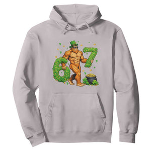 67 St Patricks Day Hoodie Funny Bigfoot Six Seven Shamrock Party Meme TS14 Ice Gray Print Your Wear