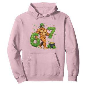 67 St Patricks Day Hoodie Funny Bigfoot Six Seven Shamrock Party Meme TS14 Light Pink Print Your Wear