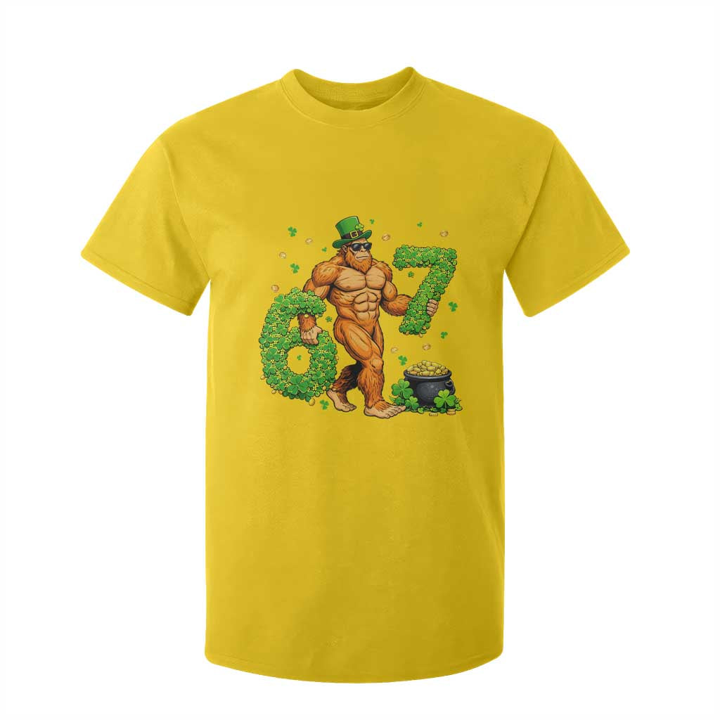 67 St Patricks Day T Shirt For Kid Funny Bigfoot Six Seven Shamrock Party Meme TS14 Daisy Print Your Wear
