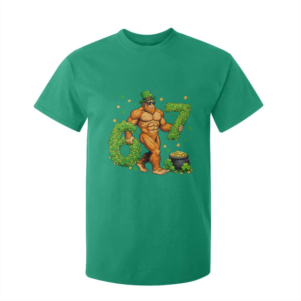 67 St Patricks Day T Shirt For Kid Funny Bigfoot Six Seven Shamrock Party Meme TS14 Irish Green Print Your Wear