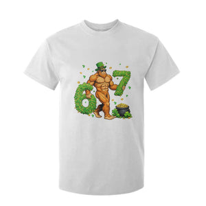 67 St Patricks Day T Shirt For Kid Funny Bigfoot Six Seven Shamrock Party Meme TS14 White Print Your Wear