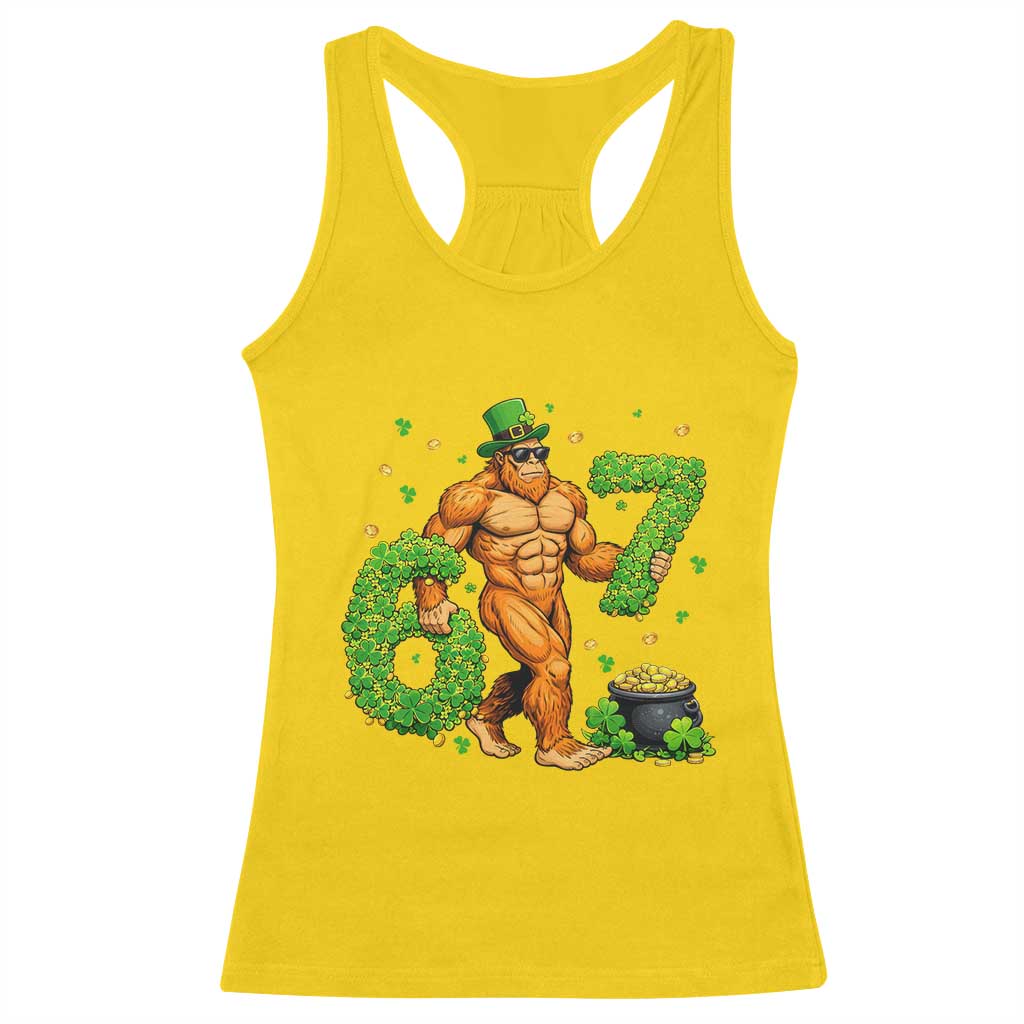 67 St Patricks Day Racerback Tank Top Funny Bigfoot Six Seven Shamrock Party Meme TS14 Daisy Print Your Wear