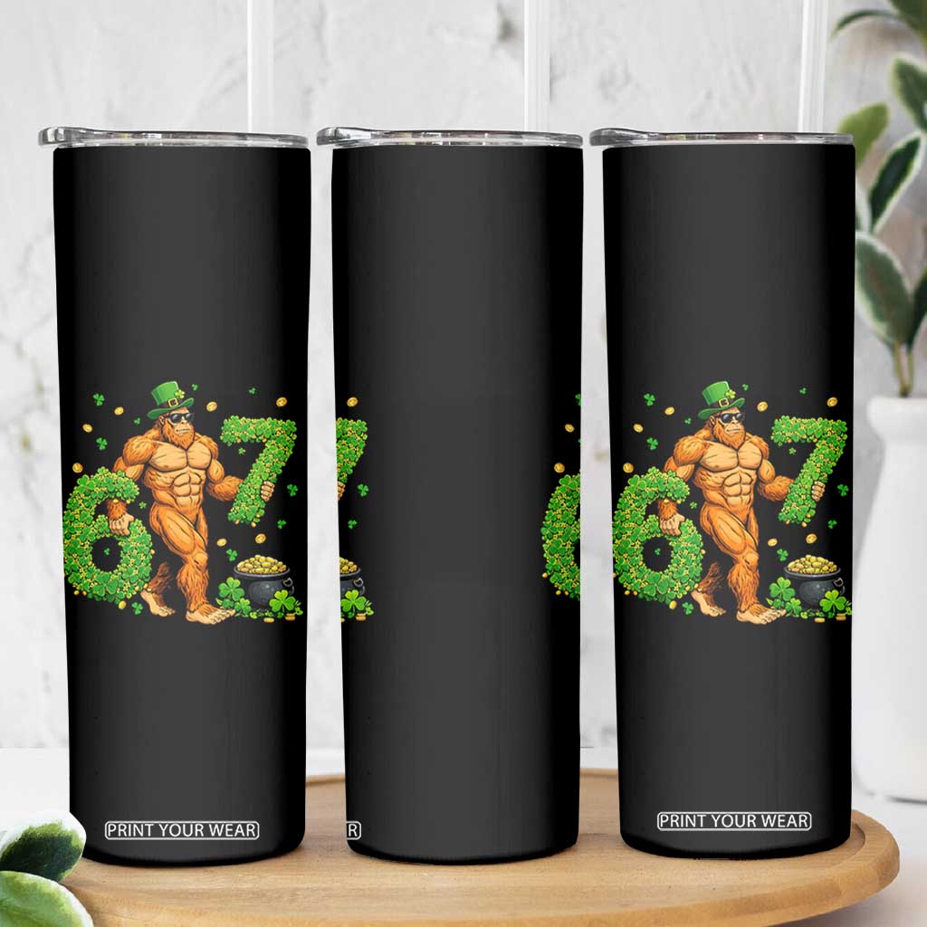 67 St Patricks Day Skinny Tumbler Funny Bigfoot Six Seven Shamrock Party Meme TS14 Print Your Wear