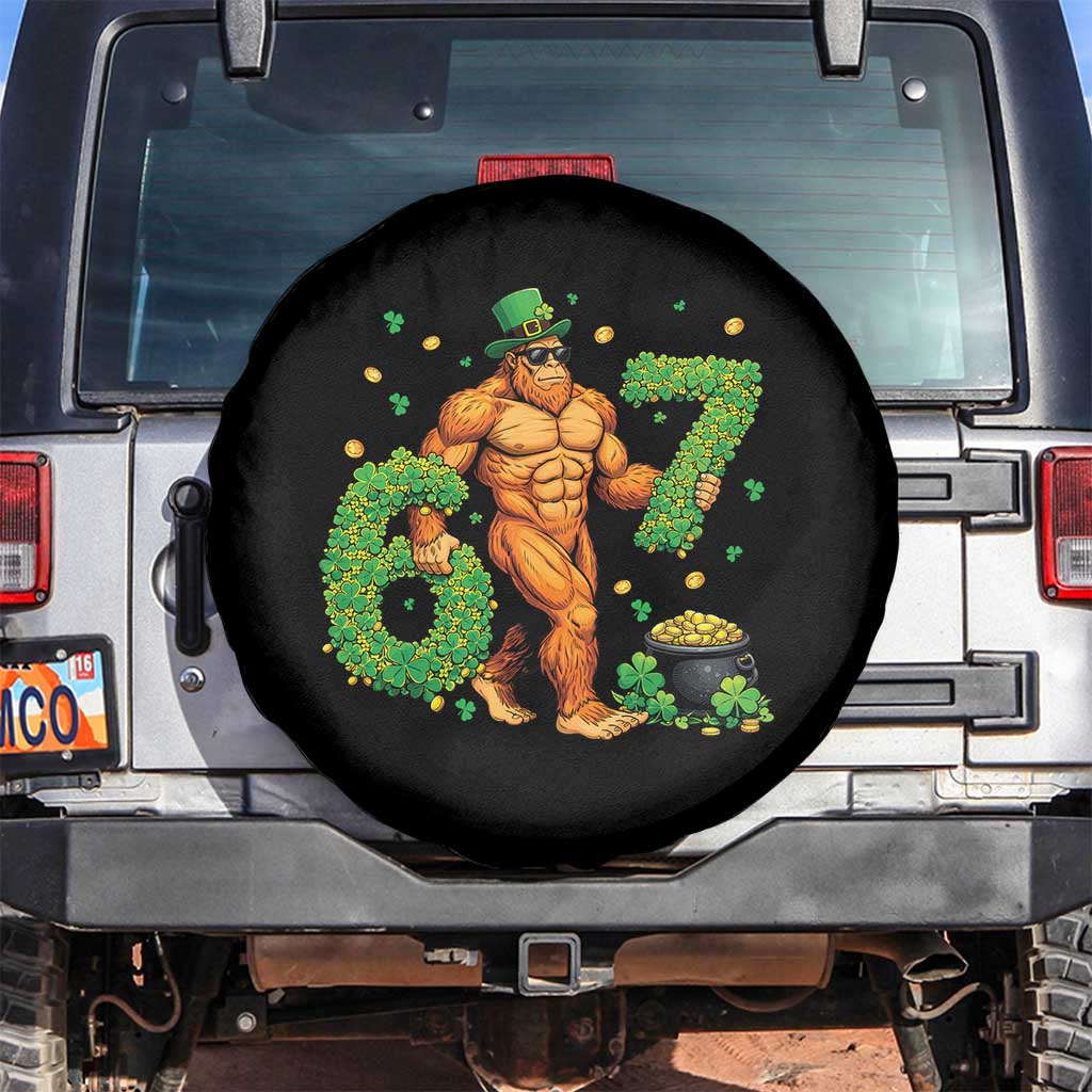 67 St Patricks Day Spare Tire Cover Funny Bigfoot Six Seven Shamrock Party Meme TS14 No hole Black Print Your Wear