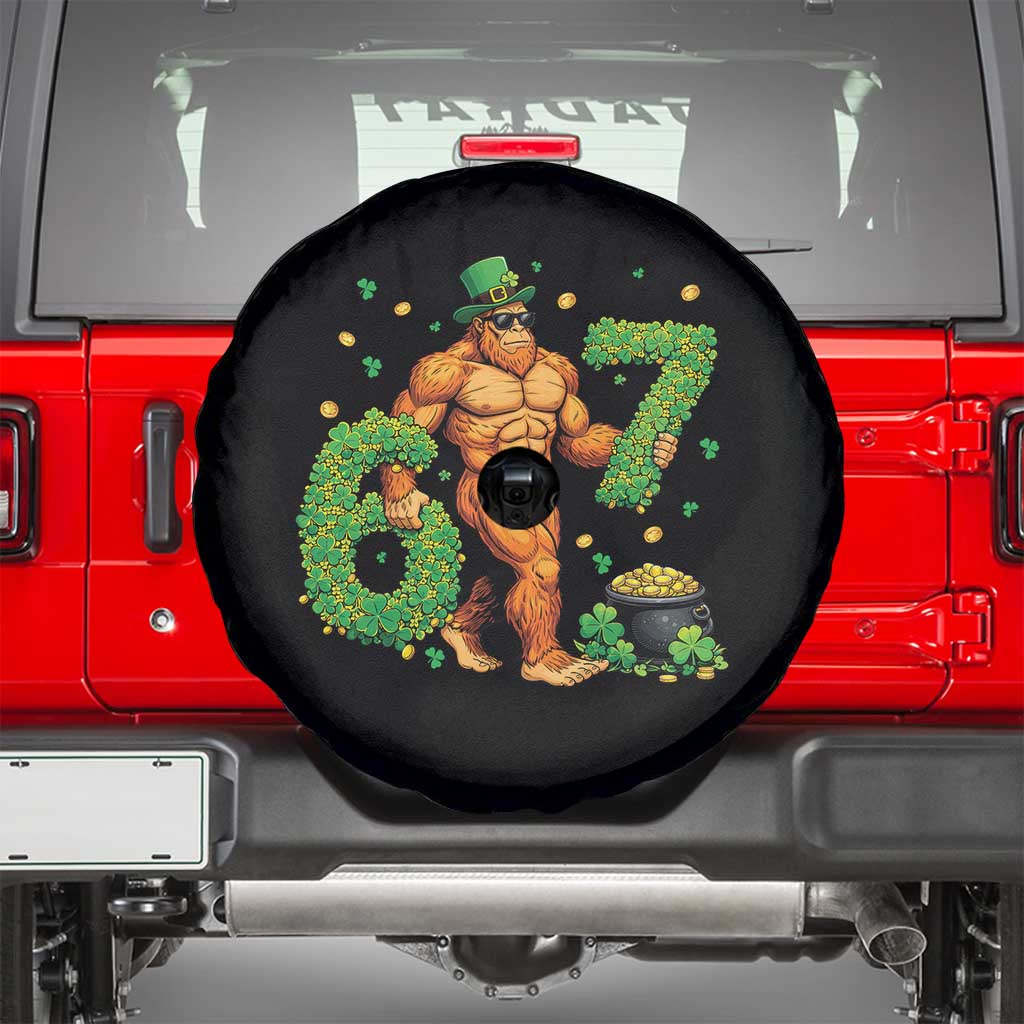 67 St Patricks Day Spare Tire Cover Funny Bigfoot Six Seven Shamrock Party Meme TS14 Black Print Your Wear
