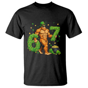 67 St Patricks Day T Shirt - Funny Bigfoot Six Seven Shamrock Party Meme Tee TS14 Black Print Your Wear