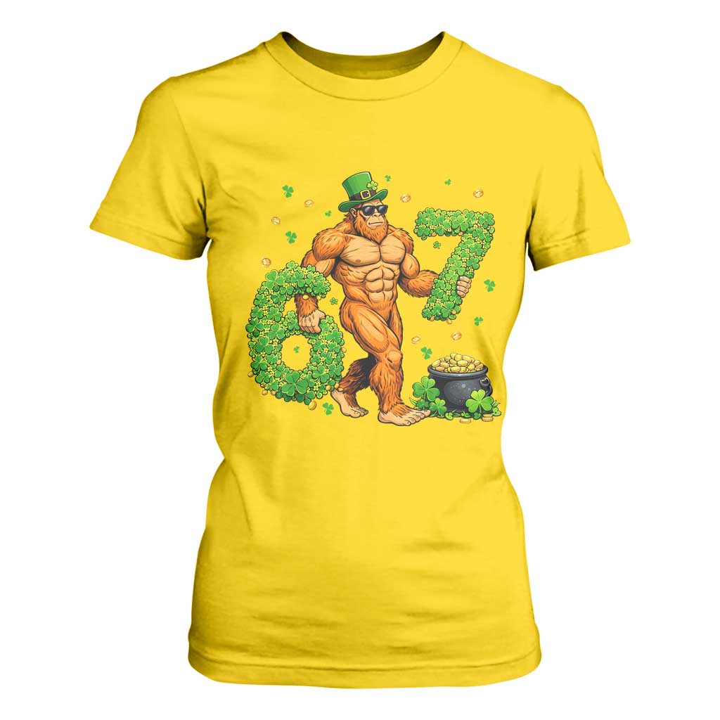 67 St Patricks Day T Shirt For Women Funny Bigfoot Six Seven Shamrock Party Meme TS14 Daisy Print Your Wear