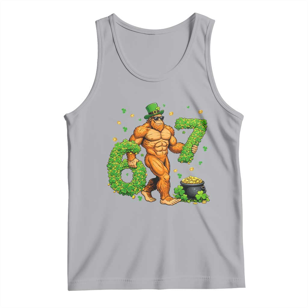67 St Patricks Day Tank Top Funny Bigfoot Six Seven Shamrock Party Meme TS14 Athletic Heather Print Your Wear
