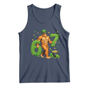 67 St Patricks Day Tank Top Funny Bigfoot Six Seven Shamrock Party Meme TS14 Navy Print Your Wear