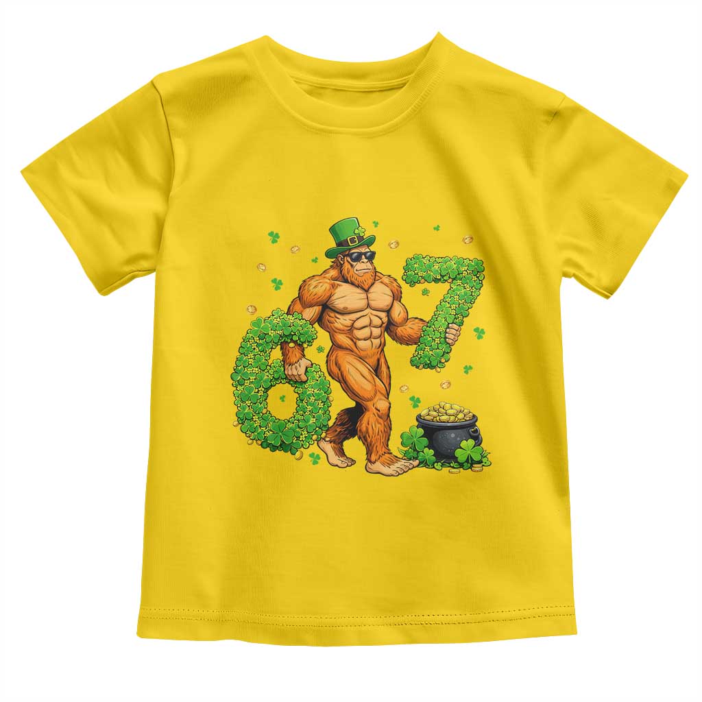 67 St Patricks Day Toddler T Shirt Funny Bigfoot Six Seven Shamrock Party Meme TS14 Daisy Print Your Wear