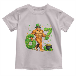 67 St Patricks Day Toddler T Shirt Funny Bigfoot Six Seven Shamrock Party Meme TS14 Ice Gray Print Your Wear