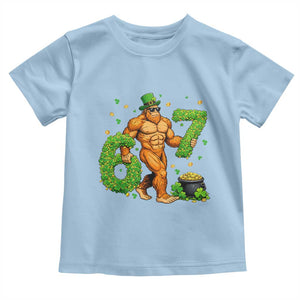 67 St Patricks Day Toddler T Shirt Funny Bigfoot Six Seven Shamrock Party Meme TS14 Light Blue Print Your Wear