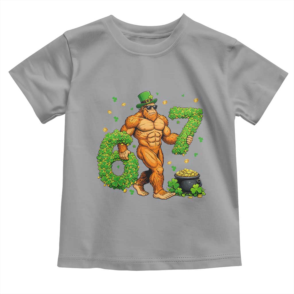 67 St Patricks Day Toddler T Shirt Funny Bigfoot Six Seven Shamrock Party Meme TS14 Sport Gray Print Your Wear