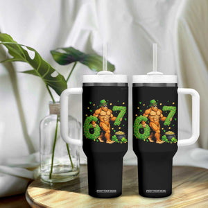 67 St Patricks Day Tumbler With Handle Funny Bigfoot Six Seven Shamrock Party Meme TS14 Print Your Wear