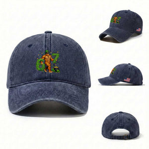 67 St Patricks Day Washed Cotton Baseball Cap Funny Bigfoot Six Seven Shamrock Party Meme TS14 Washed Cap Universal Fit Navy Print Your Wear