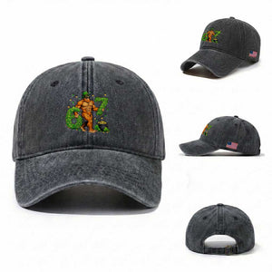 67 St Patricks Day Washed Cotton Baseball Cap Funny Bigfoot Six Seven Shamrock Party Meme TS14 Washed Cap Universal Fit Dark Gray Print Your Wear