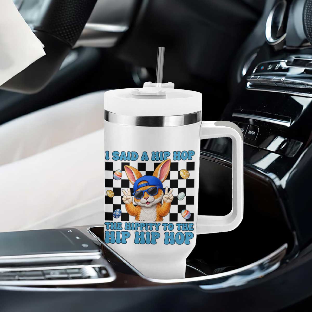 Funny Easter Bunny Tumbler With Handle I Said A Hip Hop The Hippity To The Hip Hip Hop TS14 Print Your Wear