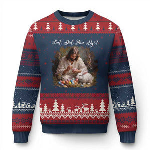 But Did You Dye Ugly Christmas Sweater Funny Christian Easter Egg Dyeing TS14 Navy Red Print Your Wear